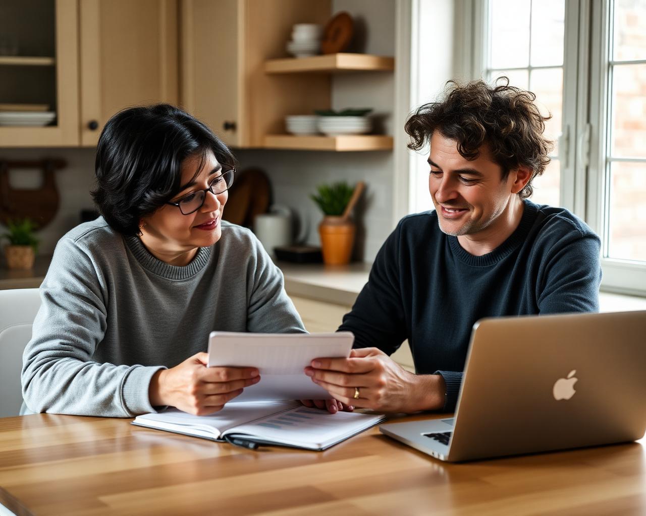 A resident reviewing a personal budget with a support worker